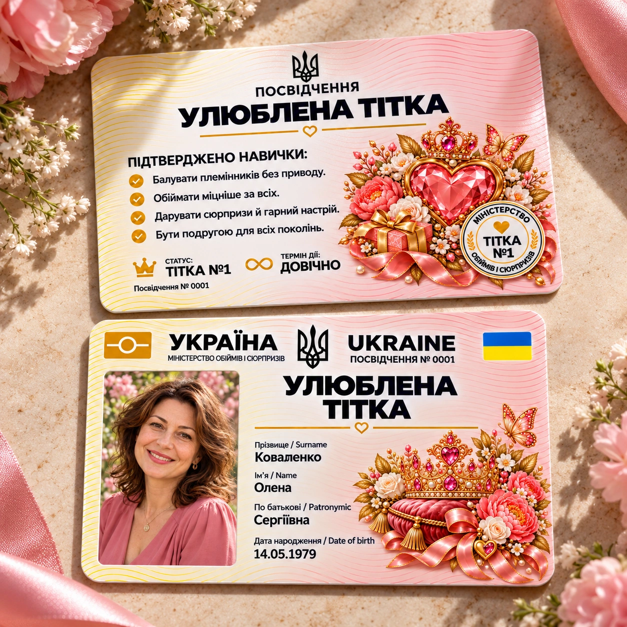 Посвідчення «Улюблена тітка» з фото — подарунок тітці — фото 3