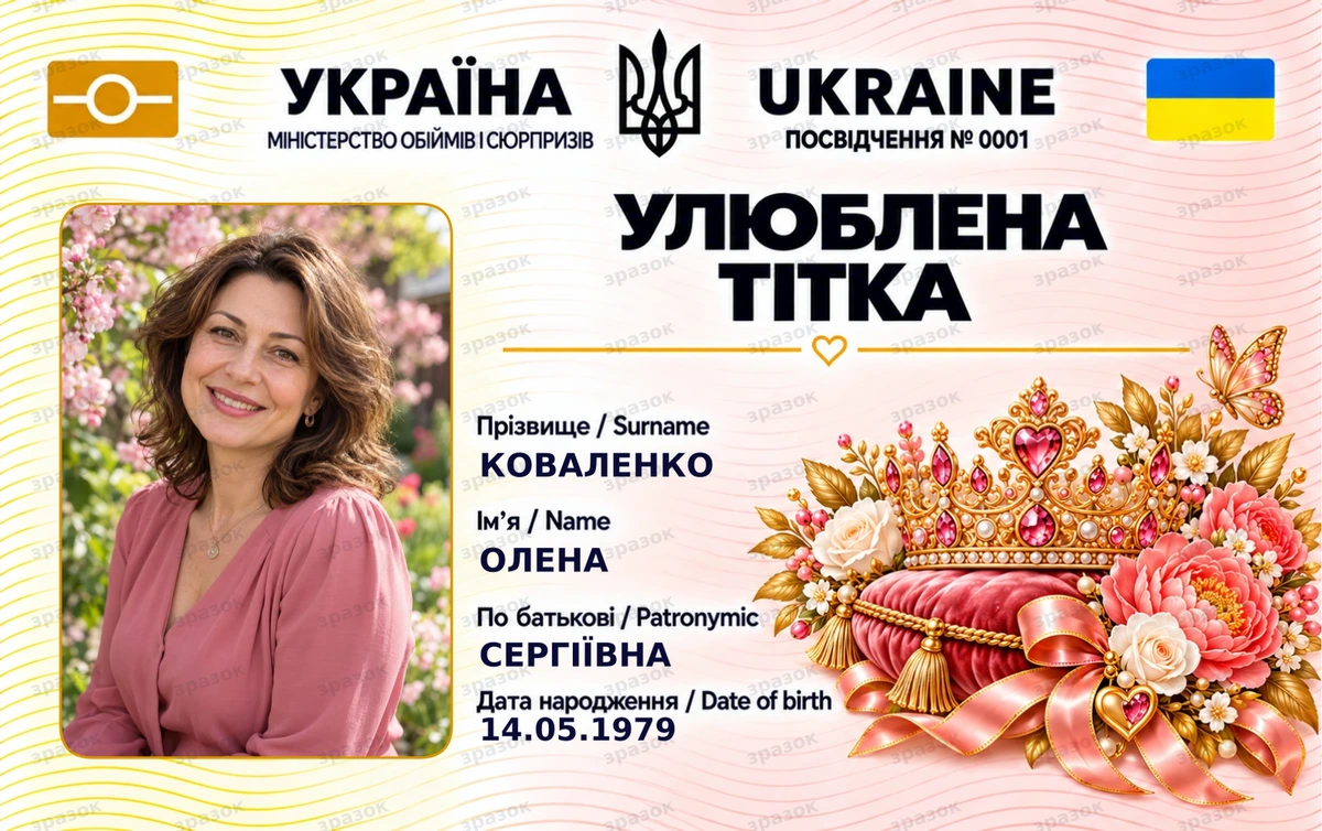 Посвідчення «Улюблена тітка» з фото — подарунок тітці
