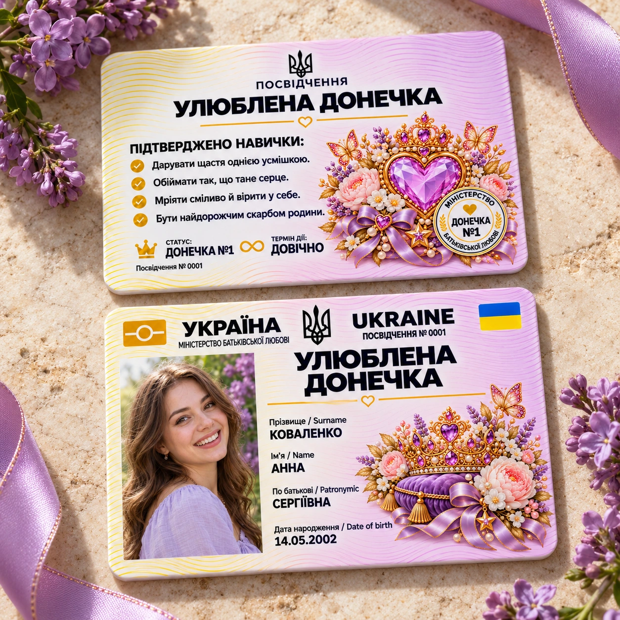 Посвідчення «Улюблена донечка» з фото — подарунок доньці — фото 3