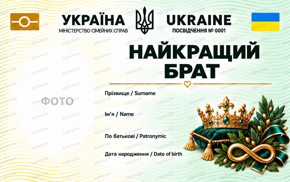 Посвідчення найкращого брата — смарагдова корона