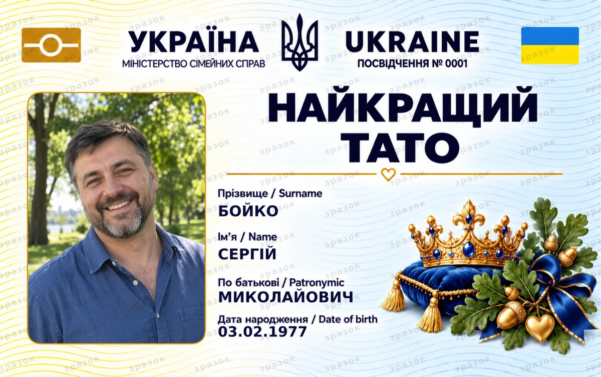 Посвідчення найкращого тата — синя корона