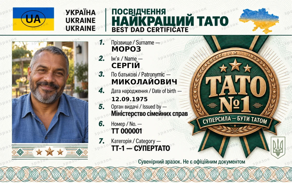 Посвідчення найкращого тата — версія з медаллю