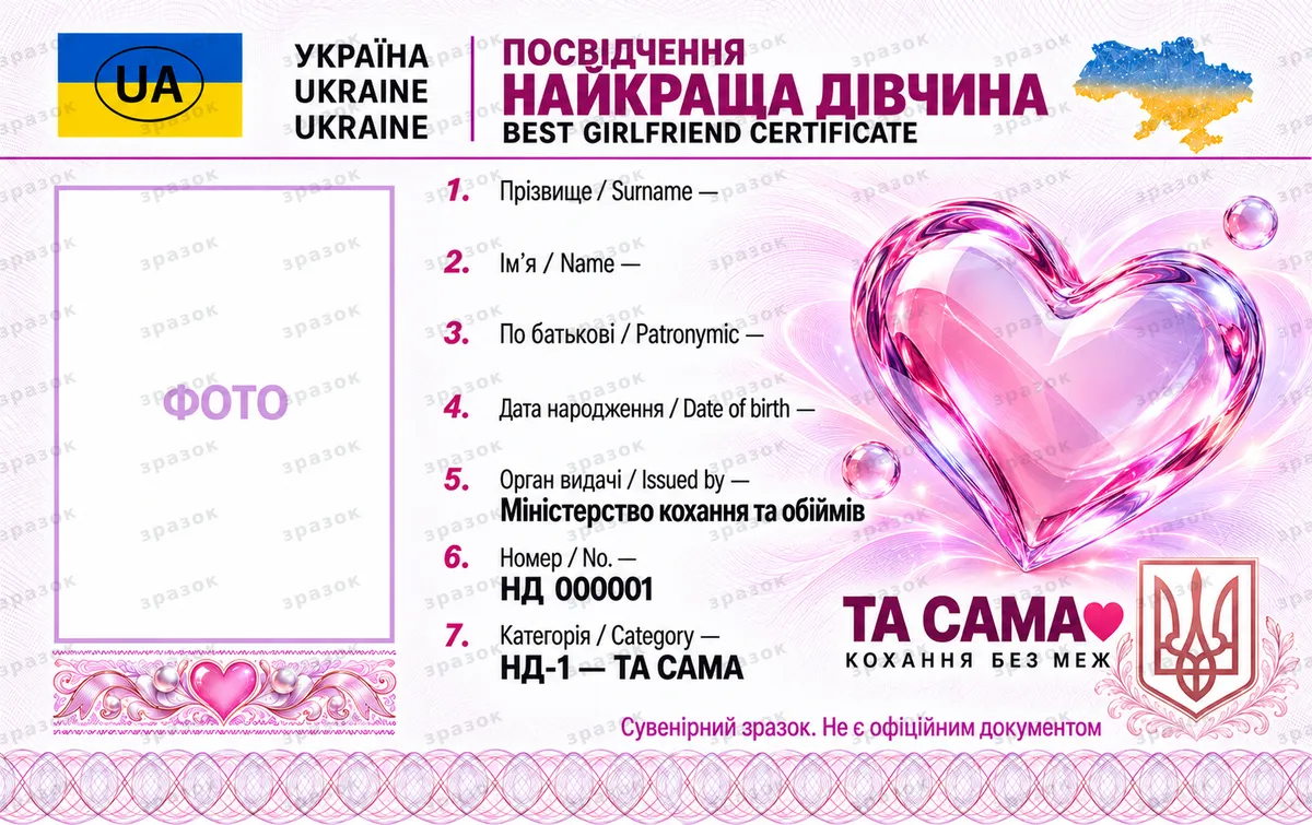 Удостоверение лучшей девушки — стеклянное сердце