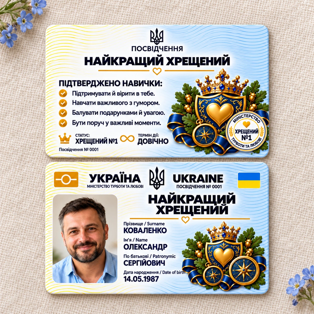 Посвідчення «Найкращий хрещений» з фото — подарунок хрещеному — фото 3