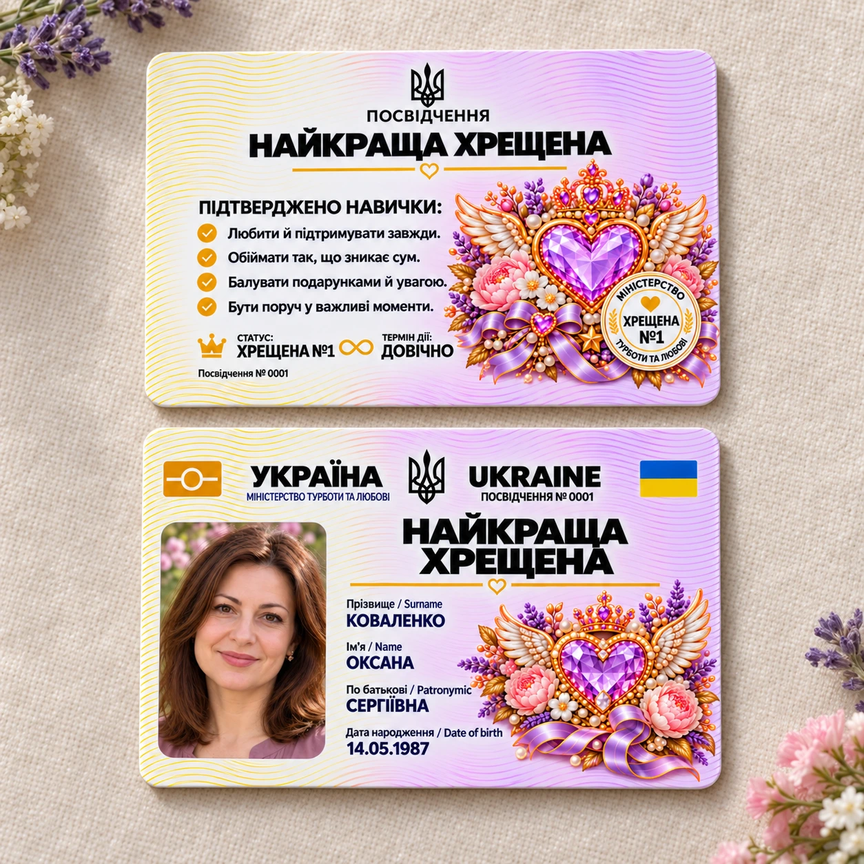 Посвідчення «Найкраща хрещена» з фото — подарунок хрещеній — фото 3