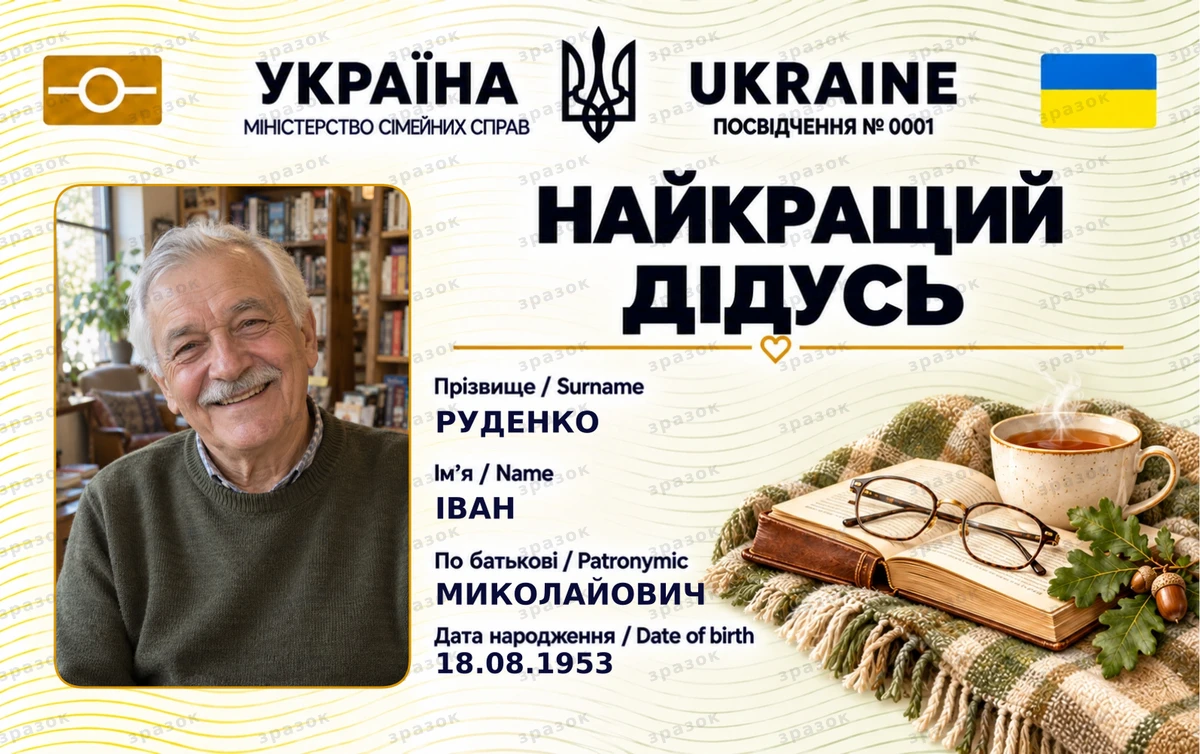 Посвідчення найкращого дідуся — книжки й чай