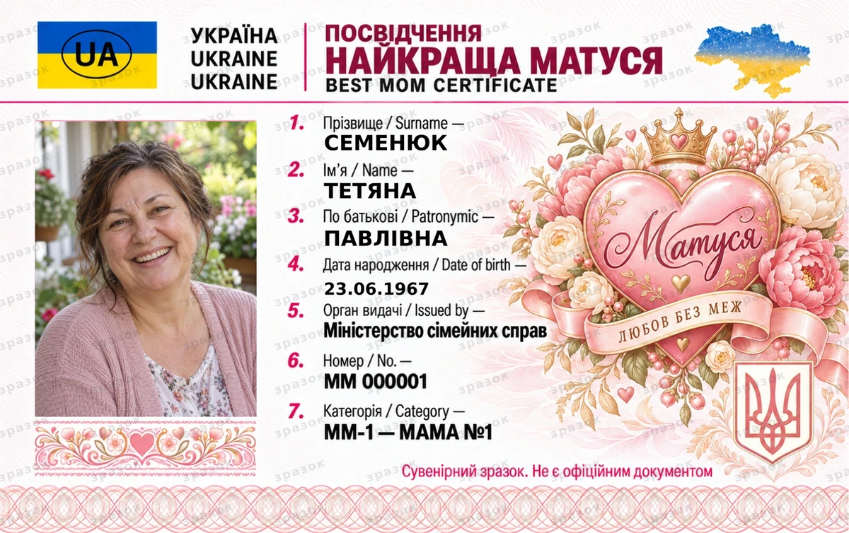 Посвідчення найкращої матусі — квіткова версія