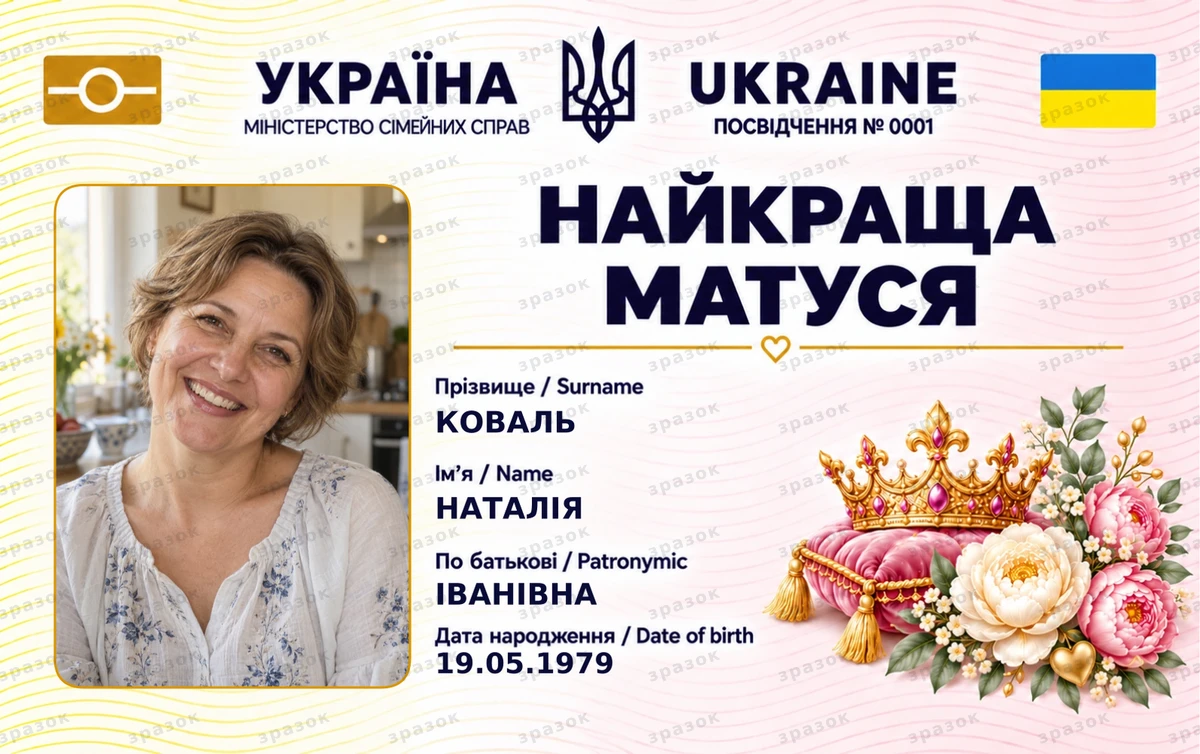 Посвідчення найкращої матусі — золота корона