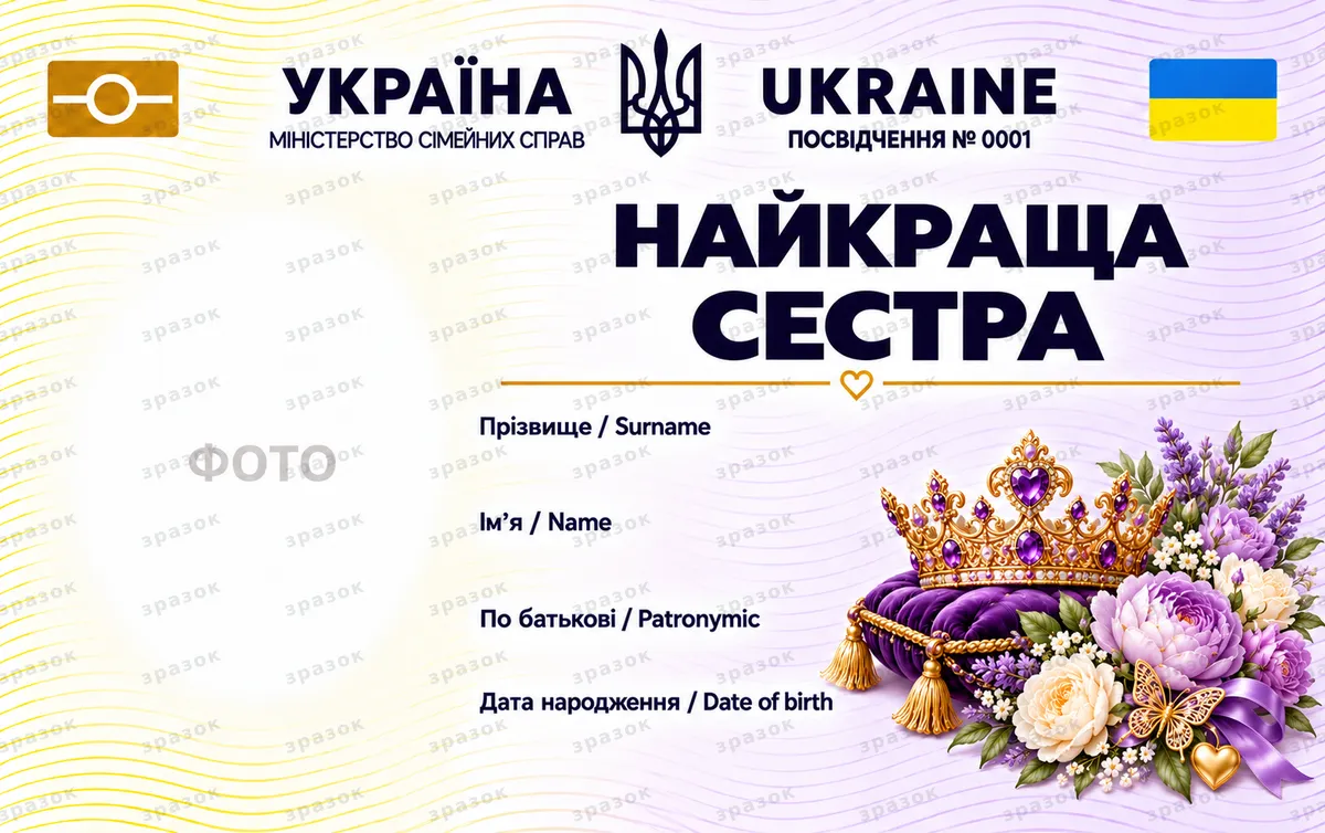 Посвідчення найкращої сестри — лавандова корона