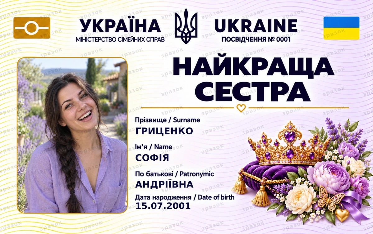 Посвідчення найкращої сестри — лавандова корона
