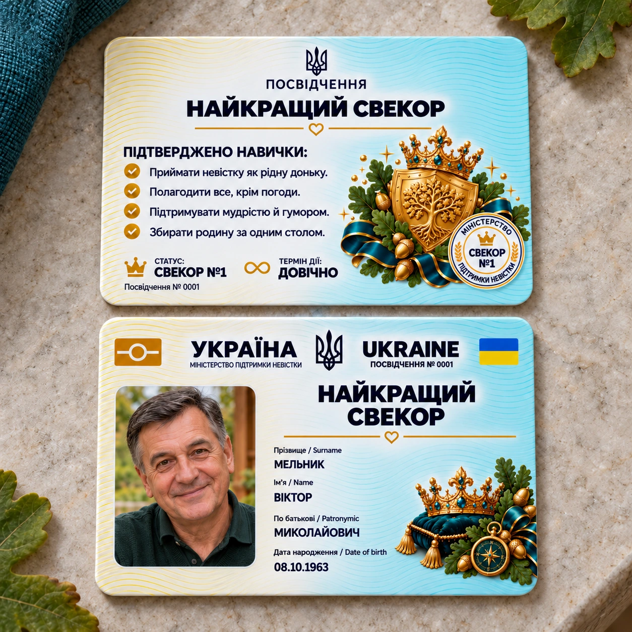 Посвідчення «Найкращий свекор» з фото — подарунок свекру — фото 3