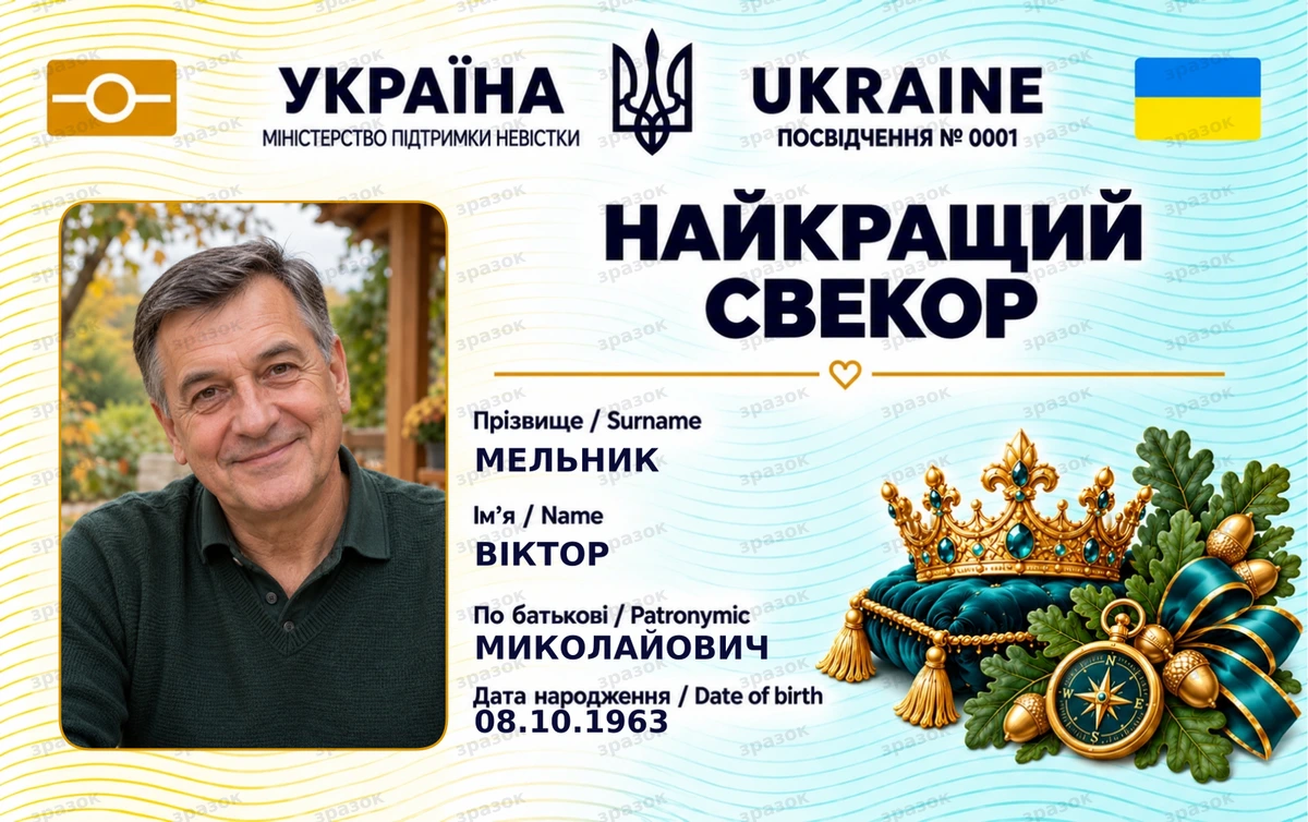 Посвідчення «Найкращий свекор» з фото — подарунок свекру