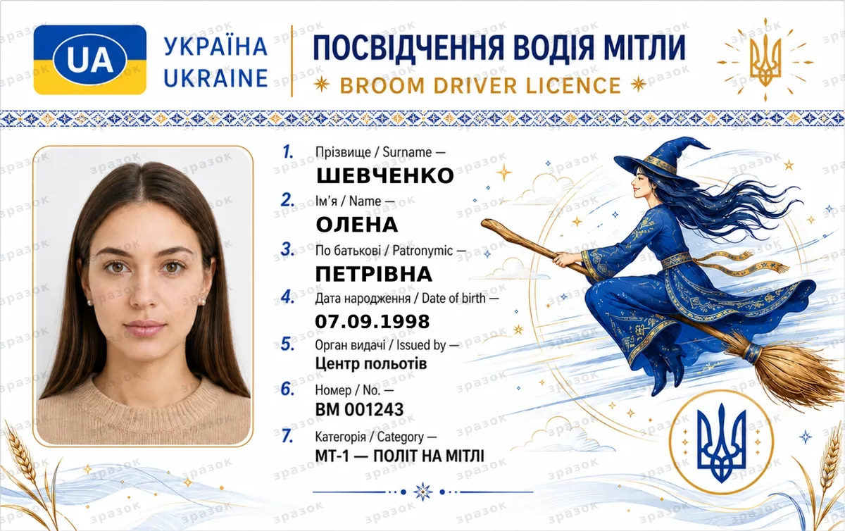 Удостоверение ведьмы — водительница метлы