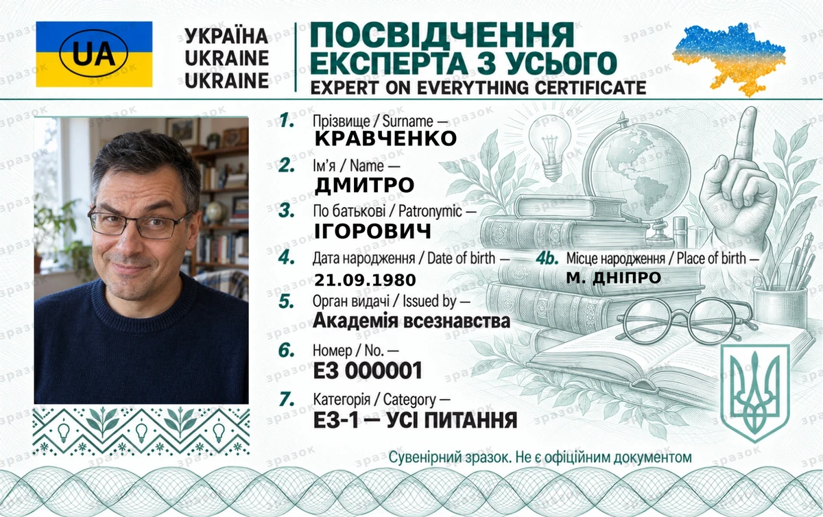 Посвідчення експерта з усього