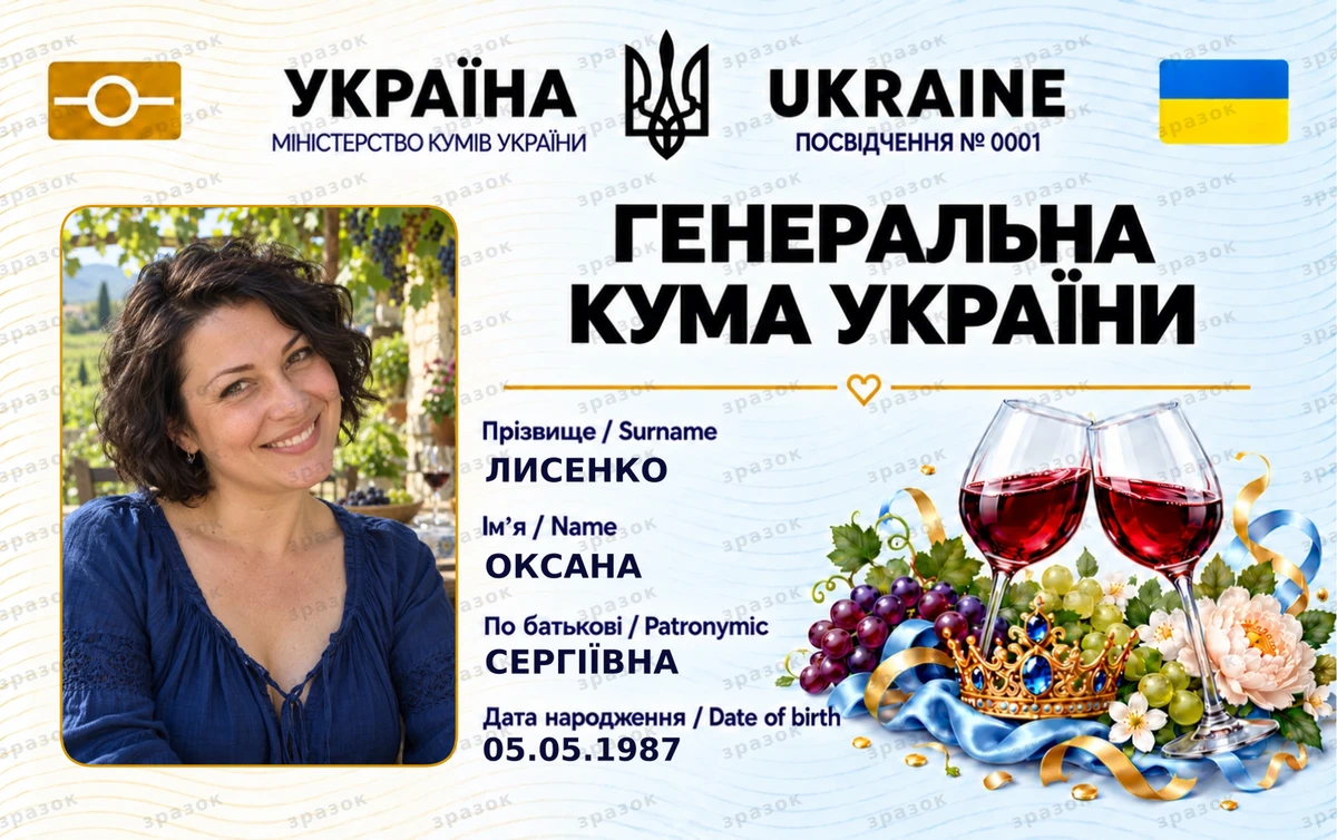 Посвідчення «Генеральна кума України» — винний варіант