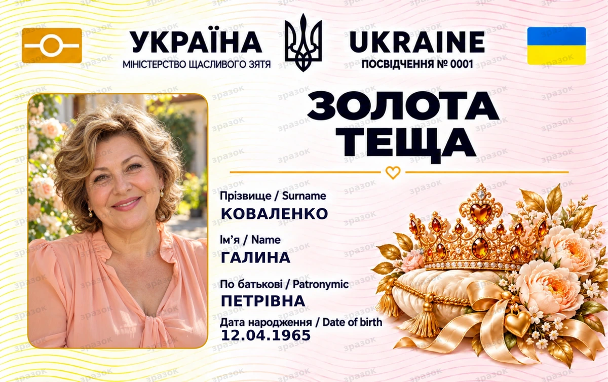 Посвідчення «Золота теща» з фото — подарунок тещі