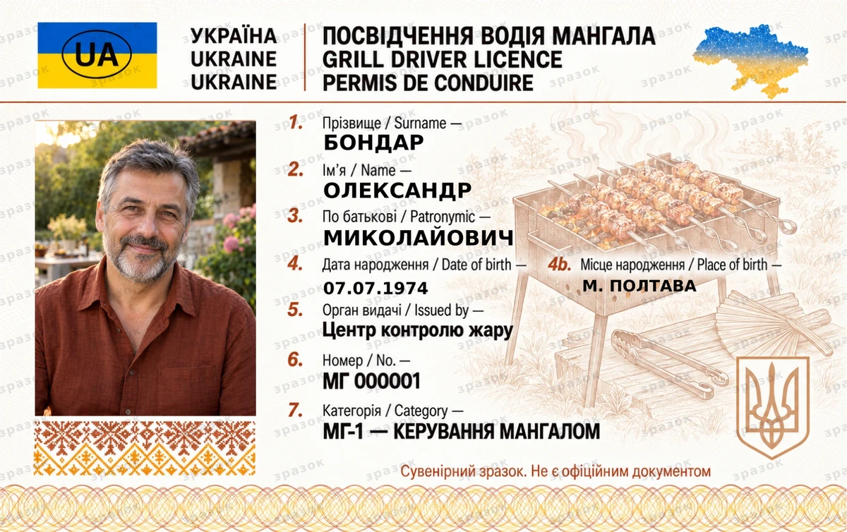 Права на мангал — посвідчення водія мангала
