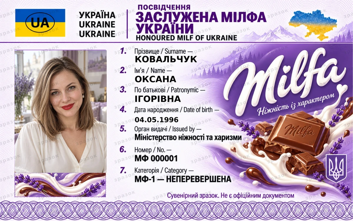 Посвідчення «Заслужена мілфа України»
