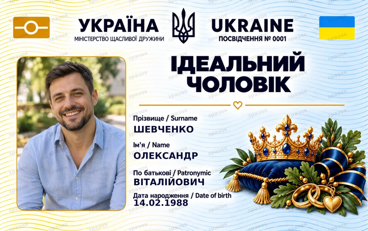 Посвідчення «Ідеальний чоловік» з фото — подарунок чоловікові