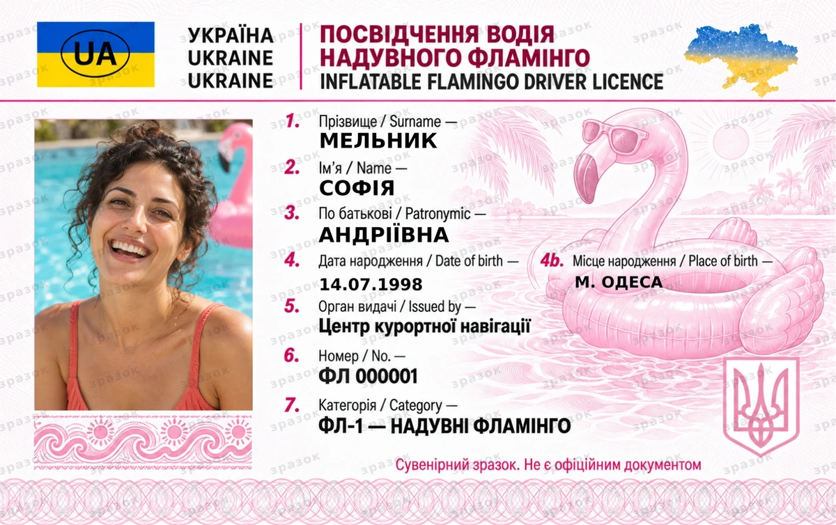 Посвідчення водія надувного фламінго