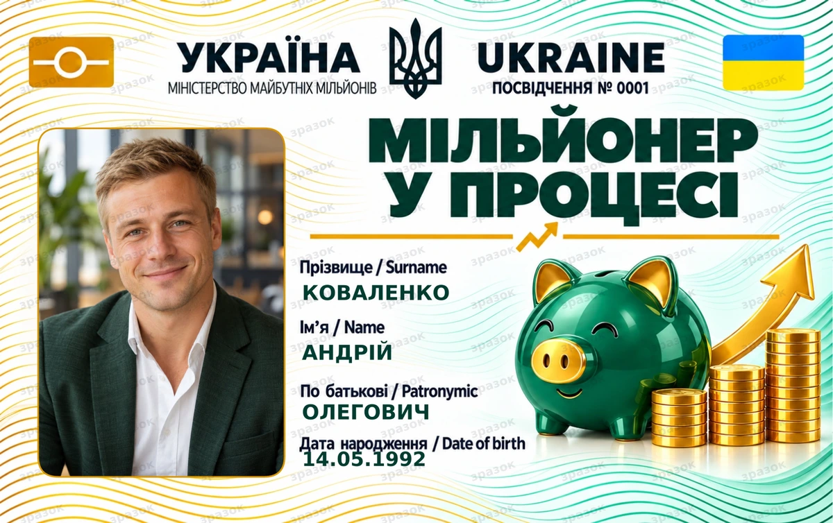 Посвідчення «Мільйонер у процесі» з фото — майбутні мільйони