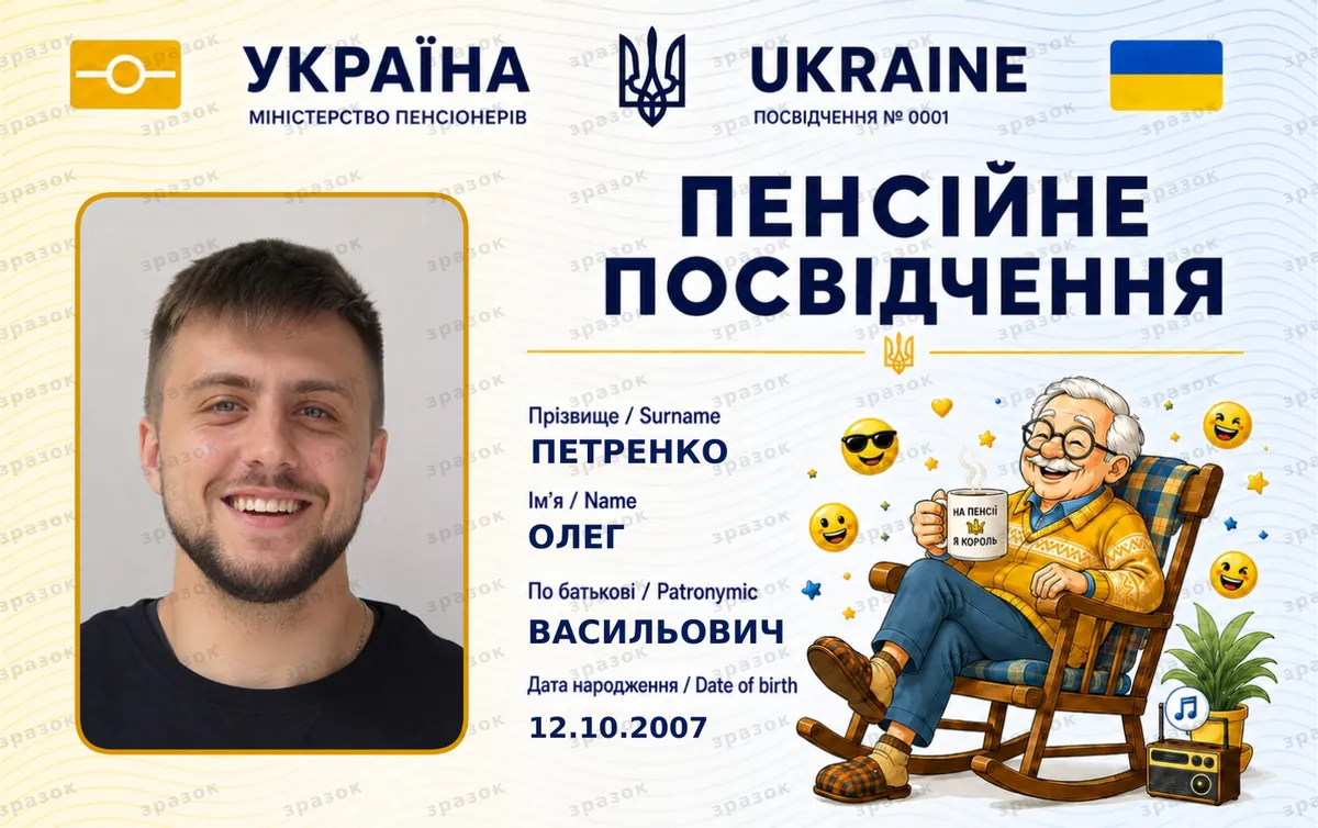 Пенсионное удостоверение мужское