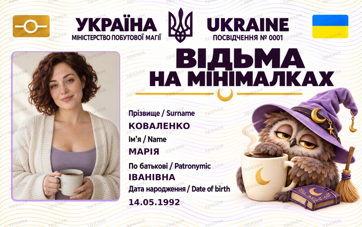 Удостоверение «Ведьма на минималках — Бытовая магия» с фото