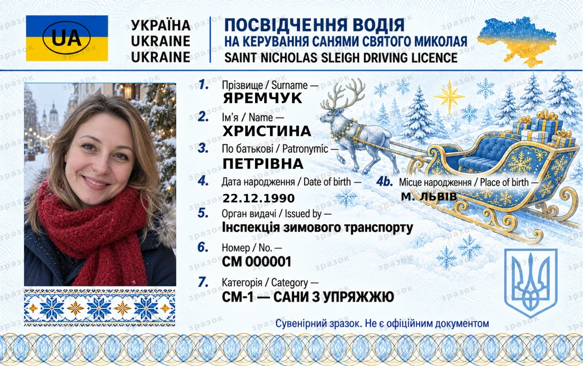 Права на керування санями Святого Миколая — блакитна версія
