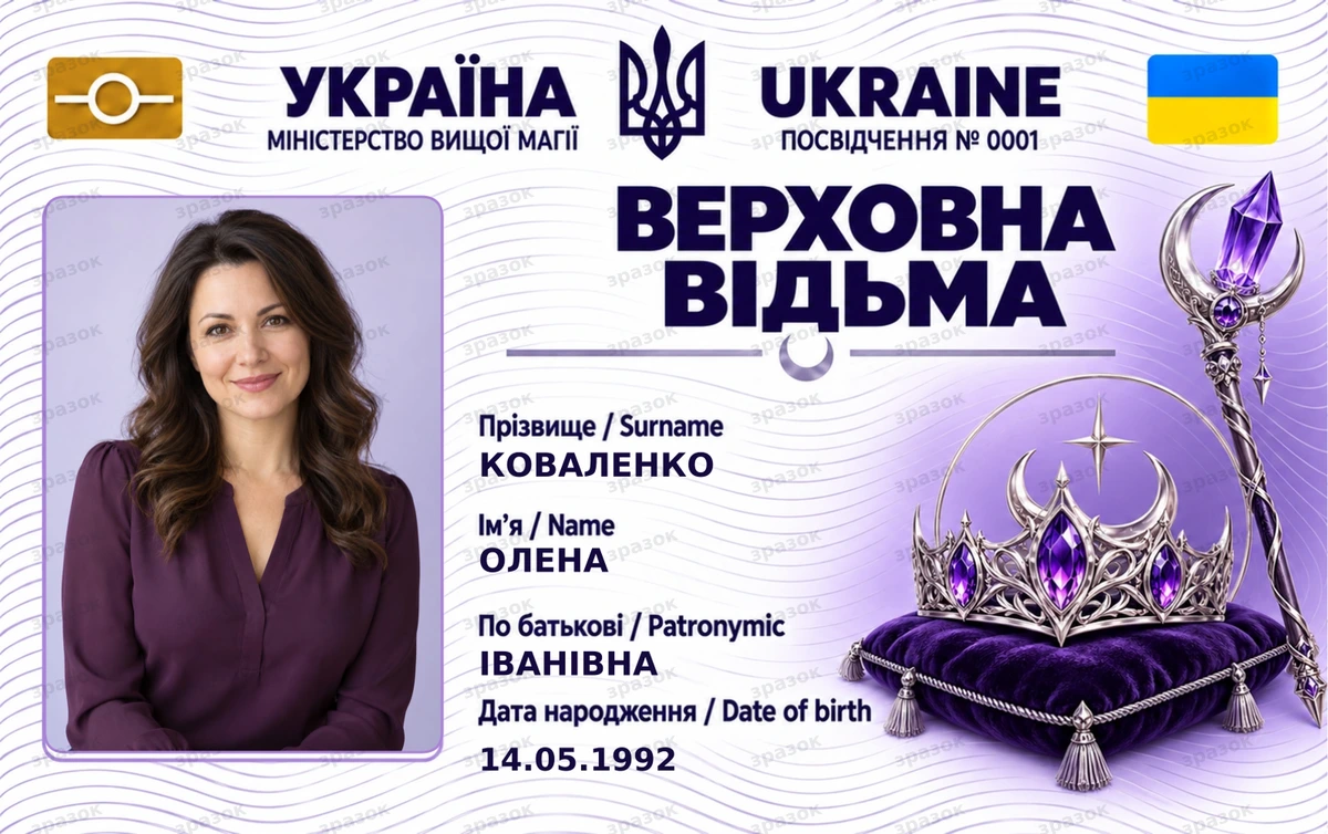 Удостоверение «Верховная ведьма — Высшая магия» с фото