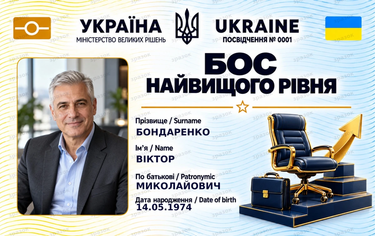 Посвідчення «Бос найвищого рівня» з фото — подарунок керівнику