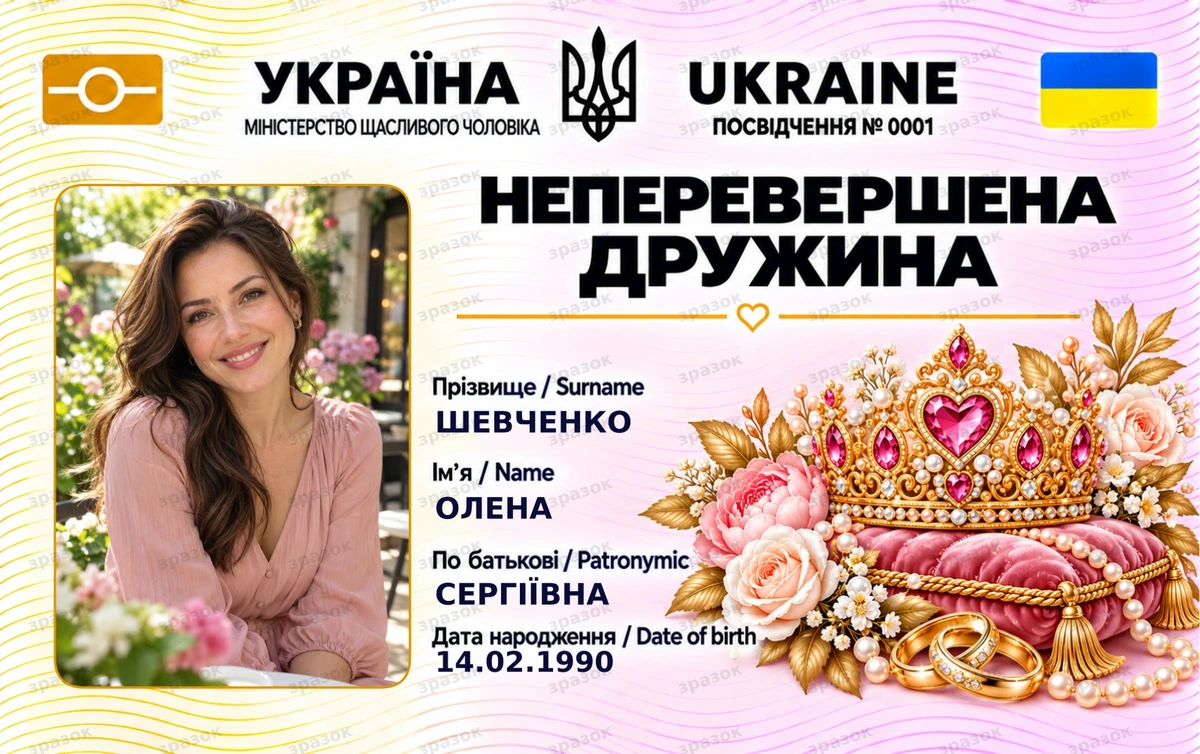 Посвідчення «Неперевершена дружина» з фото — подарунок дружині