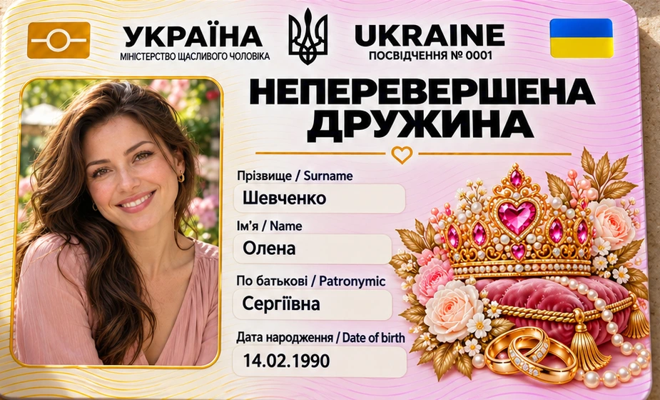 Посвідчення «Неперевершена дружина» з фото — подарунок дружині