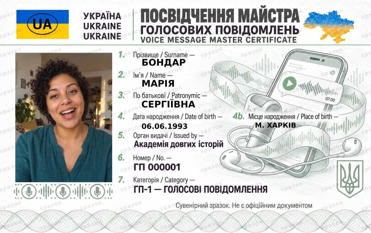 Посвідчення майстра голосових повідомлень