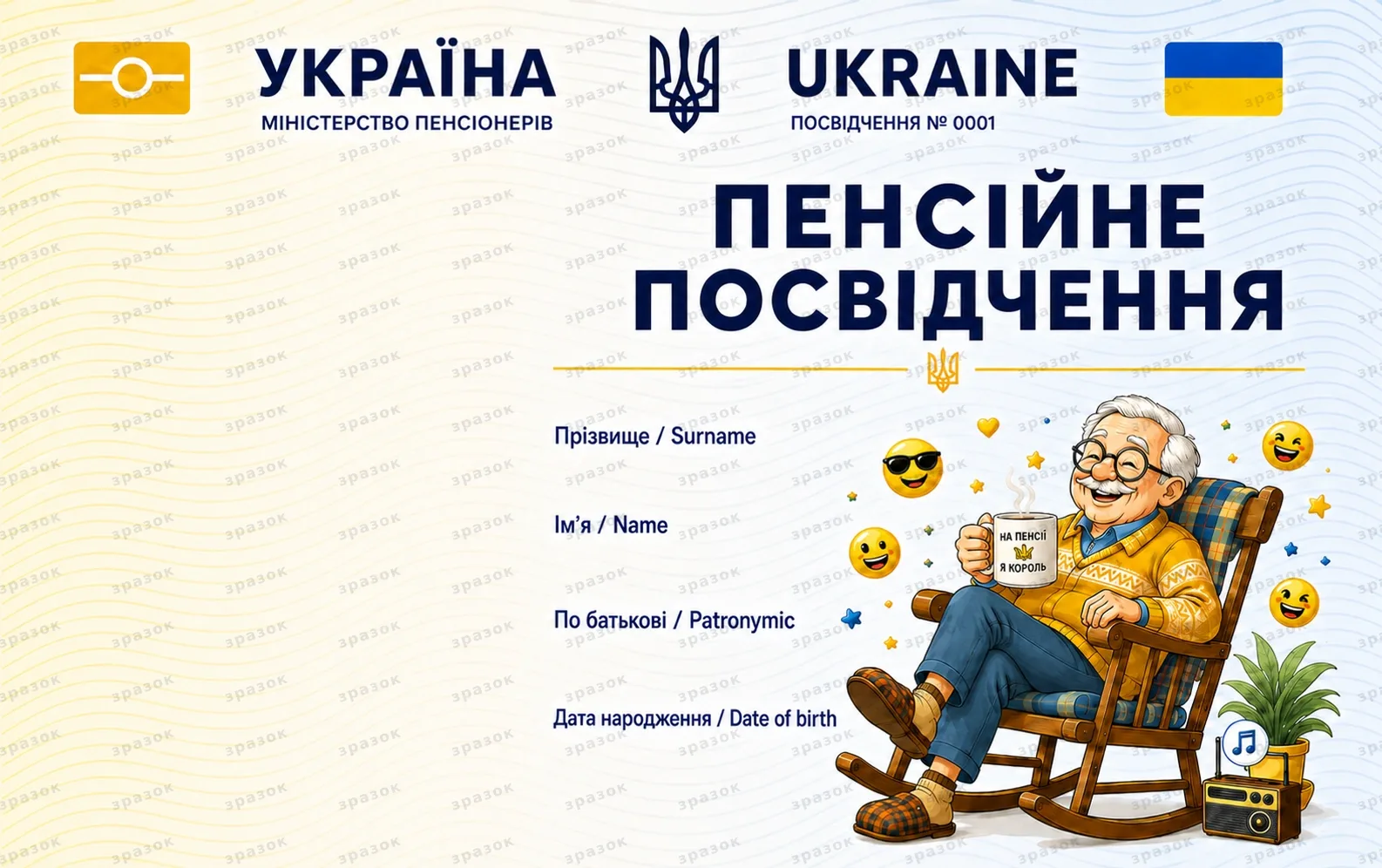 Пенсионное удостоверение мужское